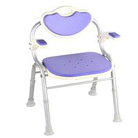 Bathroom Accessories Folding Bath Chair Collapsible Elderly Children Pregnant Women Non-Slip Durable Thick Aluminum Bath Chair Home Medical Bathroom Stool with Armrest Back (Color : Purple)