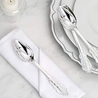 Efavormart 24 Pack | 7" Metallic Silver Baroque Disposable Cutlery Plastic Spoons for Wedding Party Banquet Events Candy Buffet