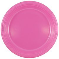 JAM PAPER Round Plastic Party Plates - Large - 10 1/4 inch - Fuchsia Hot Pink - 20/Pack