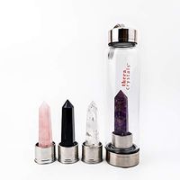 Natural Dream Amethyst Crystal Elixir Water Bottle, Gemstone Water Bottle, Crystal Water Bottle with an Additional Base (All three other bases)
