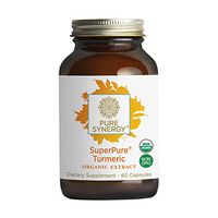 Pure Synergy USDA Organic SuperPure Turmeric Extract (60 Capsules) Triple Extract w/Curcumin, Turmerones