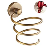 Wincase Brass Material Hairdryer Holder with Round Base,Wall Mounted Rack Hair Drier Storeage Organizer Antique Finished
