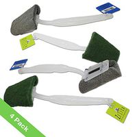 Heavy Duty Dishwashing Sponges Scouring Scrubbers Pad with Handles for Cleaning | Wand with Sponge for Dishes, Kitchen Sink, and More (4 Pack)