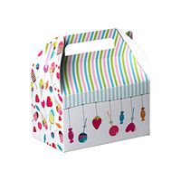 Hammont Paper Treat Boxes - Party Favors Treat Container Cookie Boxes Cute Designs Perfect for Parties and Celebrations 6.25" x 3.75" x 3.5" (10 Pack) (Ice Cream)