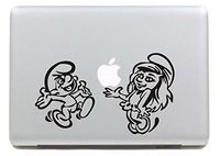 Smurf and Smurfette - Vinyl 5" tall (color: BLACK) - decal laptop tablet skateboard car windows stickers