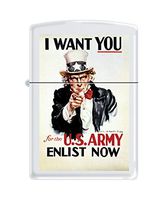 Zippo US Army Uncle Sam White Matte Pocket Lighter