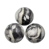 AD Beads Natural Gemstone Harmony Round Ball Crystal Healing Sphere Massage Rock 20~50mm (37 Fossil, 40mm)