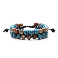 Aromatherapy Essential Oil Diffuser Bracelet Lava Stone Bead Gemstone Anxiety Diffuser Bangle Cuff Bracelet (Sky Blue)