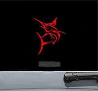 JS Artworks Marlin Jumping Fish Vinyl Decal Sticker (RED)