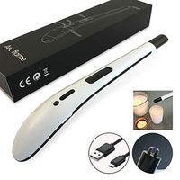 USB Rechargeable Lighter - Long Neck Windproof Flameless ARC Electric Lighters for BBQ, Candles, Campfires, Camping, and Gift. (White)