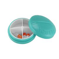 ONEVER Plastic Pill Organizer Box Case, 4 Compartments Portable Vitamin Pill Case (Blue)