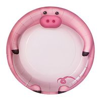 Homecorn Disposable Round Paper Plates, Biodegradable Eco Friendly Material Picnic Dinnerware, 16 Counts, Piggy