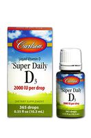 Carlson - Super Daily D3, Vitamin D Drops, 2,000 IU per Drop, 1-Year Supply, Vitamin D3 Liquid, Heart & Immune Health, Vegetarian, Liquid Vitamin D Drops, Unflavored, 365 Drops