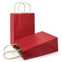 AZOWA Gift Bags Kraft Paper Bags with Handles (Dark Red, 25 Pcs, 5.9''X 3.1''X 8.2'')