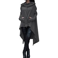 Howstar Womens Irregular Tunic Sweatshirts Dress Long Pullover Hoodie with Pocket (M, Dark Grey)