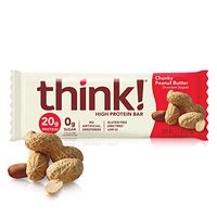 think! (thinkThin) High Protein Bars - Chunky Peanut Butter, 20g Protein, 0g Sugar, No Artificial Sweeteners, Gluten Free, GMO Free, 2.1 oz bar (30 Count - packaging may vary)