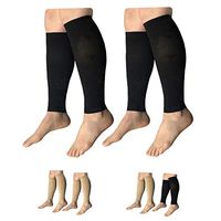 HealthyNees Shin 15-20 mmHg Med Compression Circulation Wide Leg Big Calf Sleeve (Black Combo, 4X-Large)