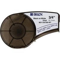 Brady M21-750-595-WT, 142797 0.75" x 21' White BMP21 Series Indoor/Outdoor Vinyl Label, 6 Cartridges