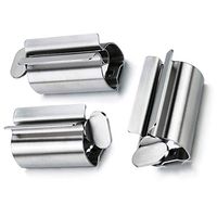 Toothpaste Tube Squeezer, 3 Pack Metal Rolling Tube Squeezers Toothpaste Seat Holder Stand Rotate Toothpaste Dispenser for Bathroom Daily Living Tube Squeezing Aids Toothpaste Tube Wringer Seat