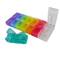 Comfort Axis Weekly 7 Days AM/PM Travel Pill Organizer, 2 Times a Day Color-Coded Detachable Compartments with Removable Pill Cutter Included