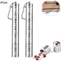 7 Days Pill Case, she-love 2Pack Portable Pill Box 7 Compartments Aluminum Alloy Weekly Medicine Organizer, Waterproof Travel Keychain Pill Tube Bottle with Carabiner for Camping Climbing First Aid