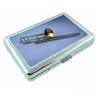 Perfection In Style Metal Silver Cigarette Case Vintage Musical Instruments Design 015