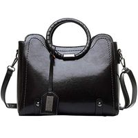 Womens Vintage Handbag Shoulder Bags Ladies Designer Top Handle Satchel Leather Purses Cosmetic Messenger Bag (Black, One)