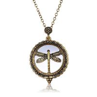 5X Magnifiers Retro Necklace Enamel Pattern Pendant Openable Jewelry for Scale Jewelry Cylinder Magnifying Jewelry Identification Watches Repair Magnifying Glass Gold 63cm