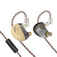 KZ AS12 6BA in Ear Monitor Yinyoo KZ IEM Wired Headphones Earphones HiFi Stereo Sound Earbuds Noise Cancelling Ear Buds with 6 Balanced Armature Drivers 0.75mm 2pins Cable(with mic, Gold)