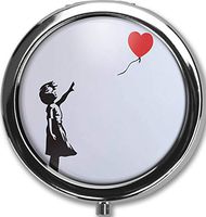 Leaving Love Design New Silver Round Pill Box Decorative Metal Medicine Vitamin Organizer Unique Gift