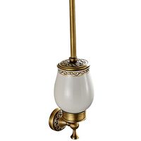 Leyden TM Antique Brushed Brass Carved Wall Mounted Toilet Brush Holder Bathroom Hardware