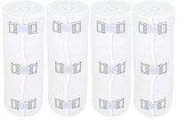 Nexskin 6" Organic Latex Free American Cotton - Comfort Elastic Bandage with Clip Fasteners - White, 4 Pack