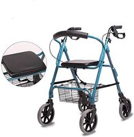 A Folding Walking Aids 4 Wheeled Rollator Padded Seat & Backrest Adjustable Height with Built in Trays for Elderly Disabled & Limited Mobility Patients