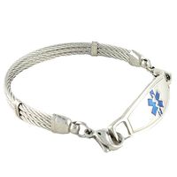 N-Style ID Women's Personalized Medical Alert Bracelet Stainless Steel Banpo Cable Blue Symbol 7.25