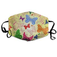 Face Mask Colored Butterfly Floral Yellow Custom Personalized Cycling Half Face Earloop Dust Mask for Woman