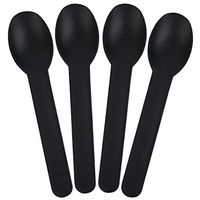 [1,000 Count] Black Heavy Duty Plastic Spoons - Disposable Frozen Yogurt Ice Cream Spoons - Frozen Dessert Supplies