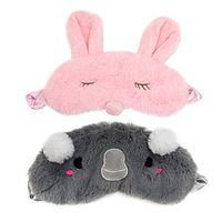 AUSAR, Set of 2 Animal Plush Eye Mask Cartoon Blindfold Cute Rabbit Koala Eye Cover for Kids Sleeping