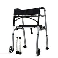 Rollators & Walkers Rolling Walkers Elderly Walker Rehabilitation Walking Frame Adjustable Height Folding Portable Alternative Walker (Color : Red, Size : 52x47x73-88cm)