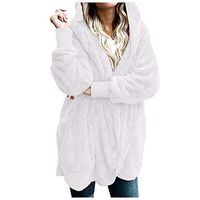 Theoylos Womens Winter Warm Coat Jacket Ladies Plush Open Front Cardigans Casual Ultra Soft Hooded Outwear Overcoat White