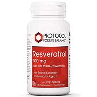Protocol For Life Balance - Resveratrol 200 mg - Superior Antioxidant Protection for Cardiovascular Support, Supports Healthy Cognitive Function and Stress Response - 60 Veg Capsules