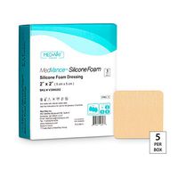 MedVance TM Silicone - Silicone Adhesive Foam Absorbent Dressing, 2"x2", Box of 5 dressings