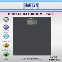 Best Bathroom Scale - Top Digital Weight Scale - Tempered Glass, Elegant Black, Step-on Technology, 330 lbs max Weight by Harlyn
