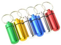 6PCS Portable Waterproof Aluminum Pill Box Case Bottle Storage Dispenser Organizer Container Keychain Pill Holder for Medicine Tablet Vitamin Emergency Aspirin Outdoor Camping Travel Color Random