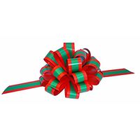 Red Green Striped Christmas Bows - 8" Wide, Set of 6, Xmas Pull Bows for Presents, Gift Baskets, Wreath, Swag, Garland, Winter Holiday Decor, Classroom, Office, Decoration