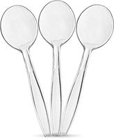 Plasticpro Clear Plastic Soup Spoons Disposable Cutlery Medium Weight Utensils 100 Count