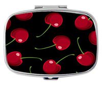 TAIGe Attractive red Cherries Pill Box/Pill case-Rectangular Pocket Pill Box/case-Two Compartments for Keeping Pill Box/case