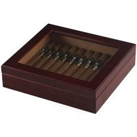 Cherry Window Top Travel Cigar Humidor + Humidifier 15-20 Ct