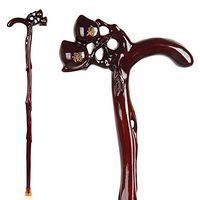 Weccan Wooden Walking Cane Handmade Canes with Curved Handle Exquisite Carving as Gift Wood Walking Sticks for Men and Women Hand Crutch Fashionable Sturdy Stable