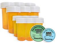 TimerCap - Stopwatch Cap Pill Organizer and Bottles, Medication Reminder (12 Pack 6 - Wide Mouth + 6-1.6 oz Containers) - CRC