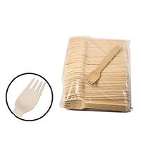 Healthcom Disposable Forks Wooden Disposable Cutlery Biodegradable Food Service Supplies Disposable Wooden Forks,100 Pcs